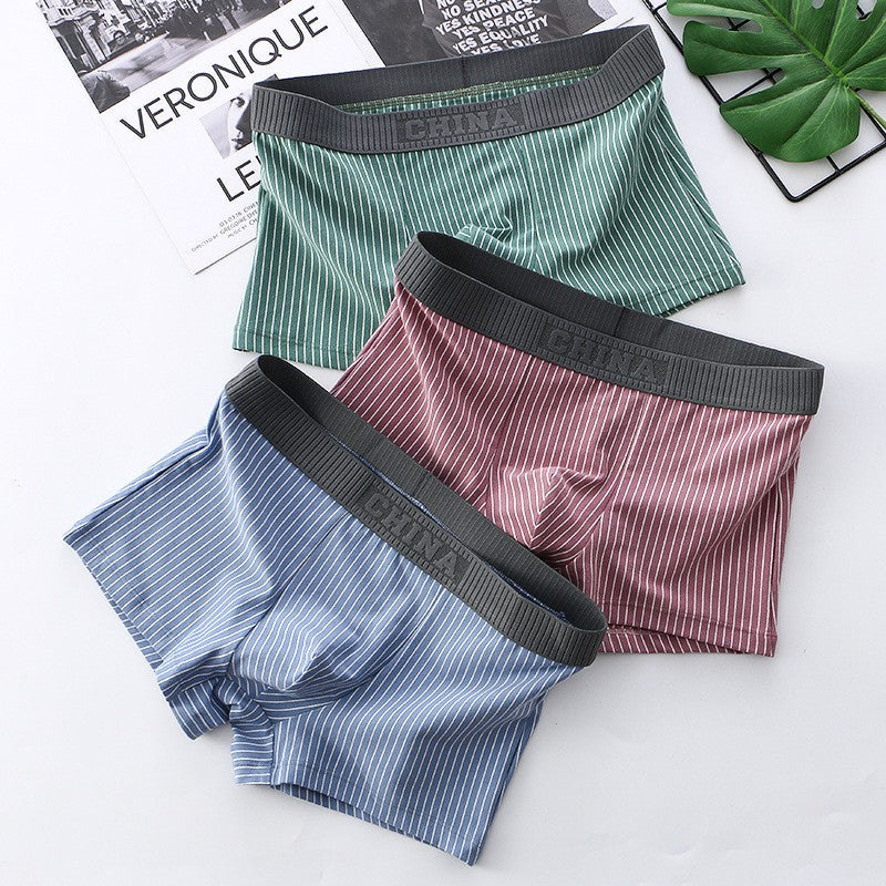 5Pcs Men's trendy loose striped boxer briefs(you425)