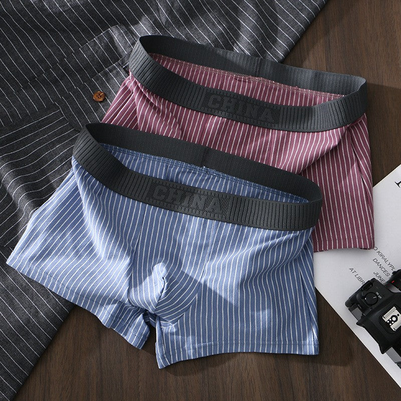 5Pcs Men's trendy loose striped boxer briefs(you425)