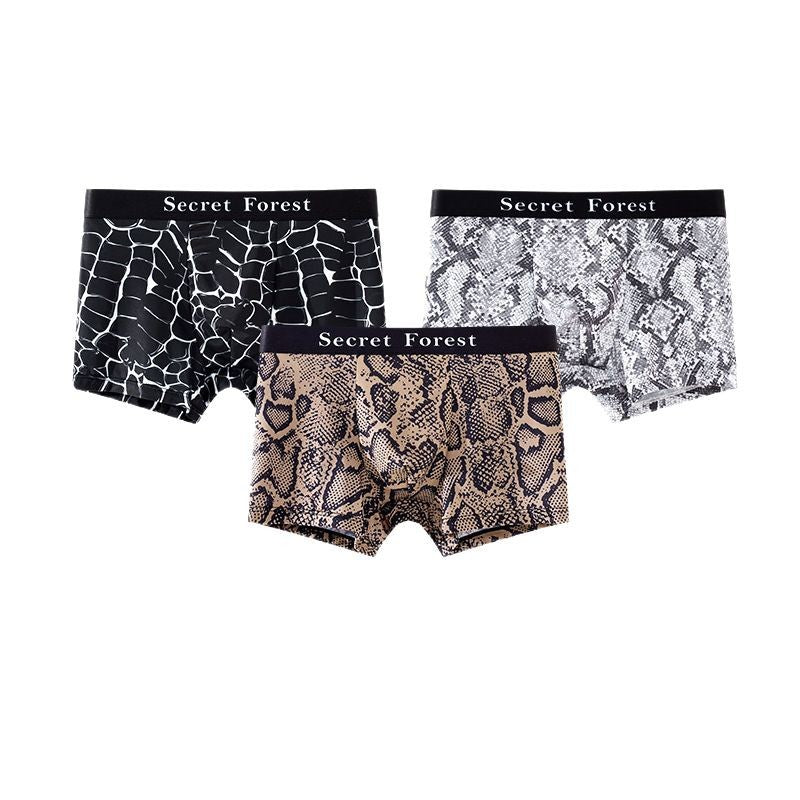 Men's Summer Ice Silk Cool Thin Leopard Print Boxer Briefs(cm558)