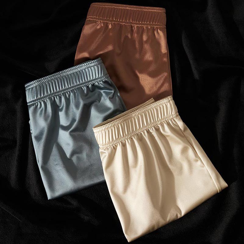 iq37-Men's Ice Silk Light Luxury Satin Boxer Briefs