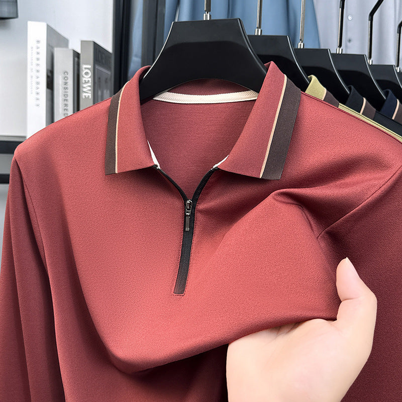 Men's new light luxury solid color stretch polo shirt