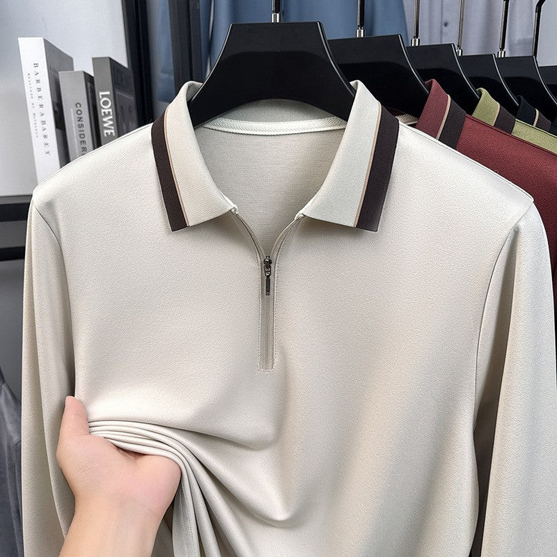 Men's new light luxury solid color stretch polo shirt