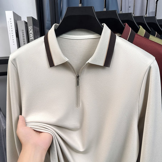 Men's new light luxury solid color stretch polo shirt