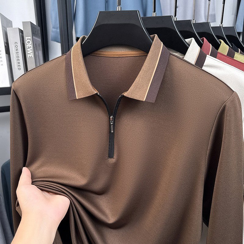 Men's new light luxury solid color stretch polo shirt