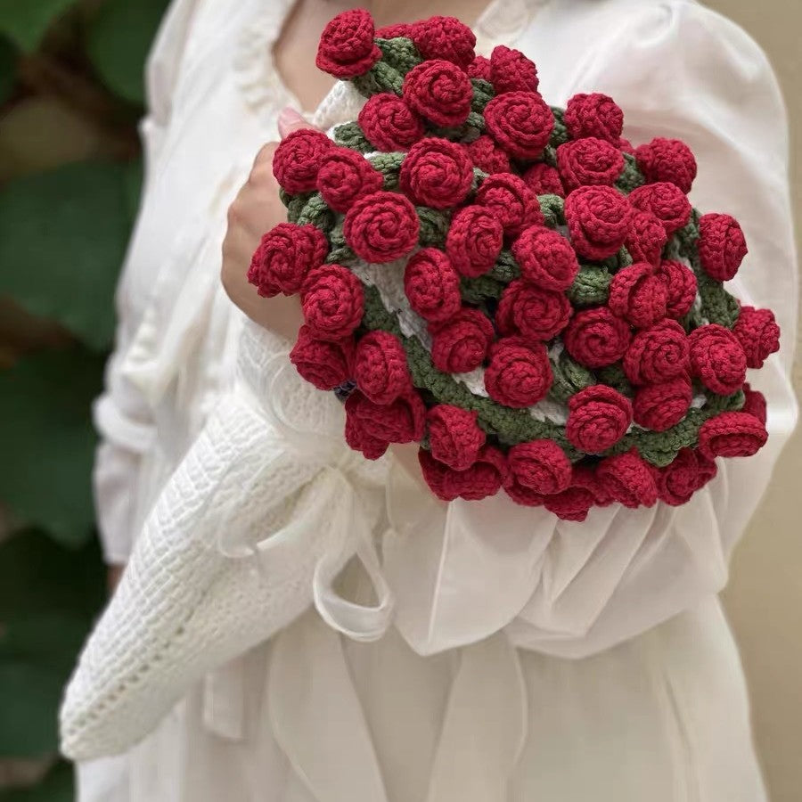 Hand-crocheted rose shawl