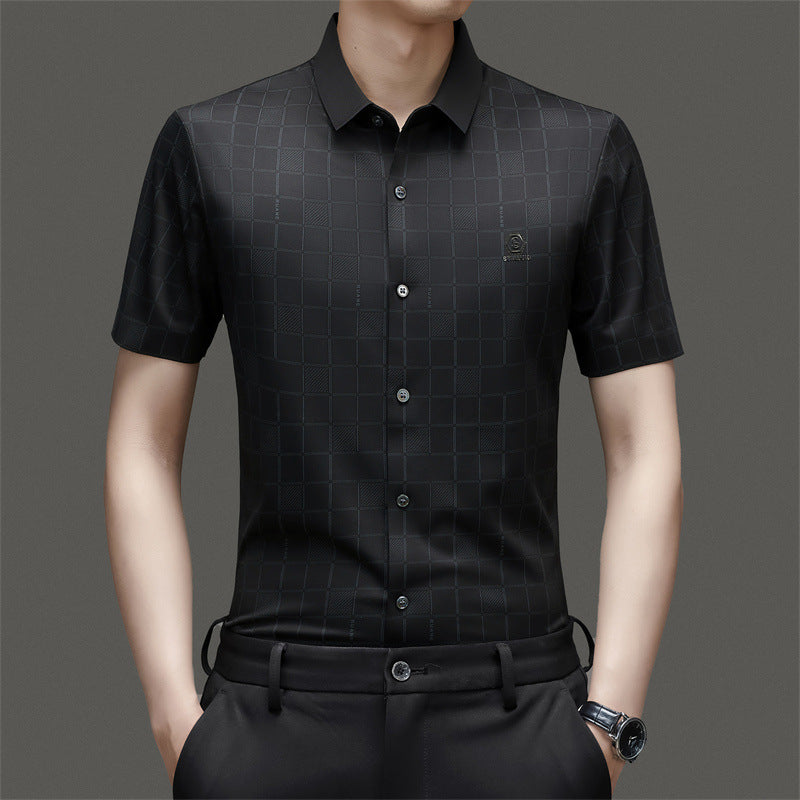 de802-Men's summer business short-sleeved shirt