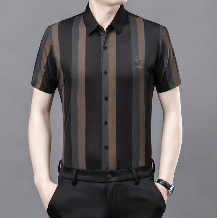 Summer men's striped shirt short sleeve shirt