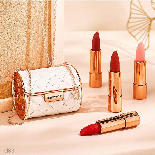 ae719-Luxury pet leather bag soft mist lipstick set