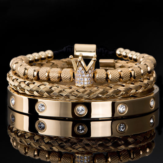 jk189-Set of 3 Crown Zirconia Bracelets