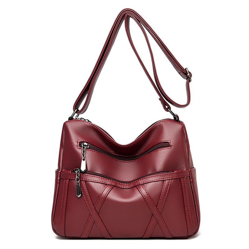 Soft Leather Versatile Large Capacity Shoulder Handbag