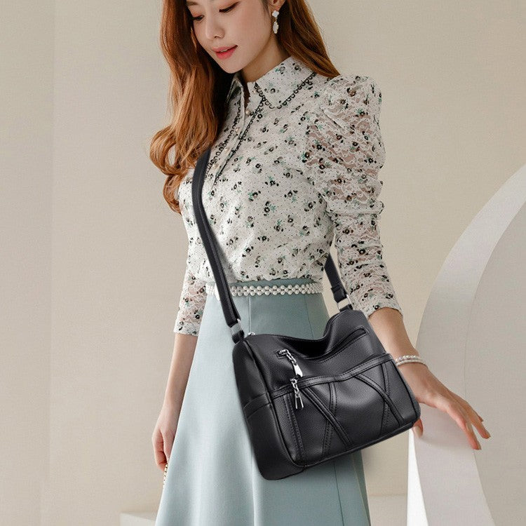 Soft Leather Versatile Large Capacity Shoulder Handbag