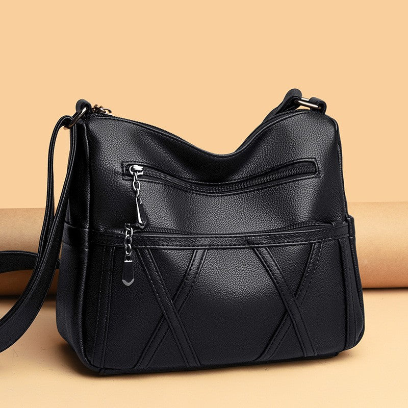 Soft Leather Versatile Large Capacity Shoulder Handbag