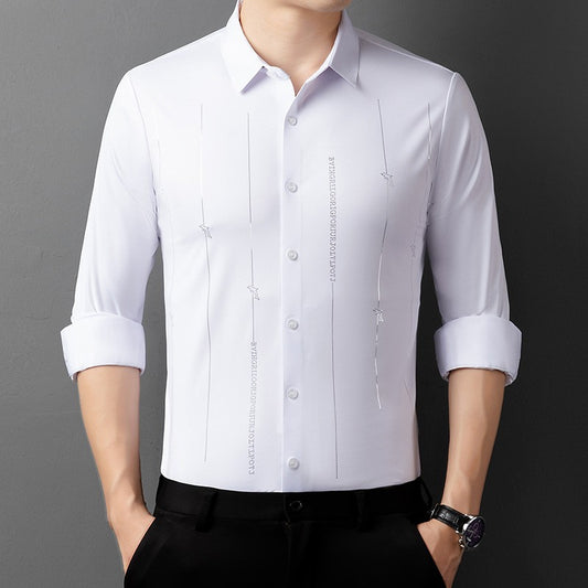 zd151-2025 autumn long-sleeved business casual thin printed shirt（HOT)