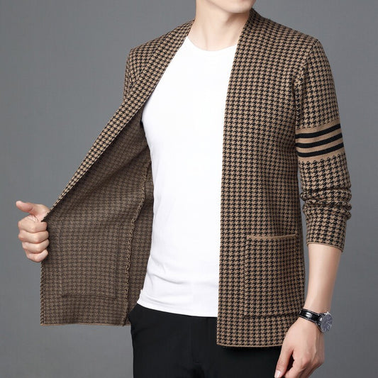 zq239-Men's Korean style casual spring and autumn knitted sweater cardigan jacket