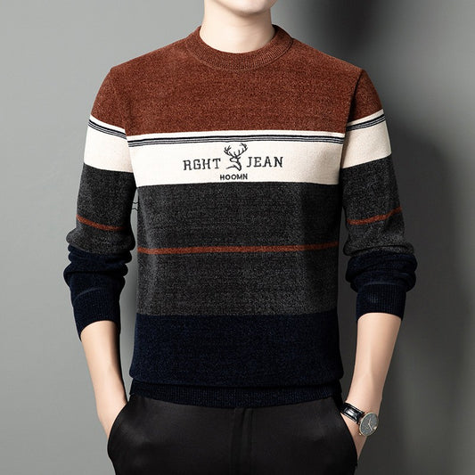 hins78-Men's winter chenille plus fleece warm sweater
