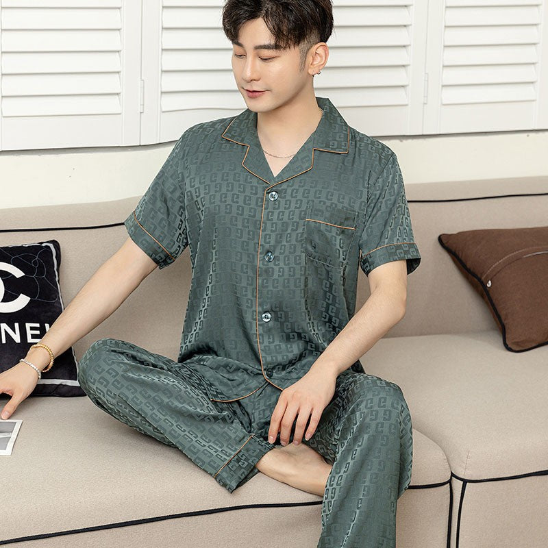 si02-Ice silk short sleeve trousers men's pajamas