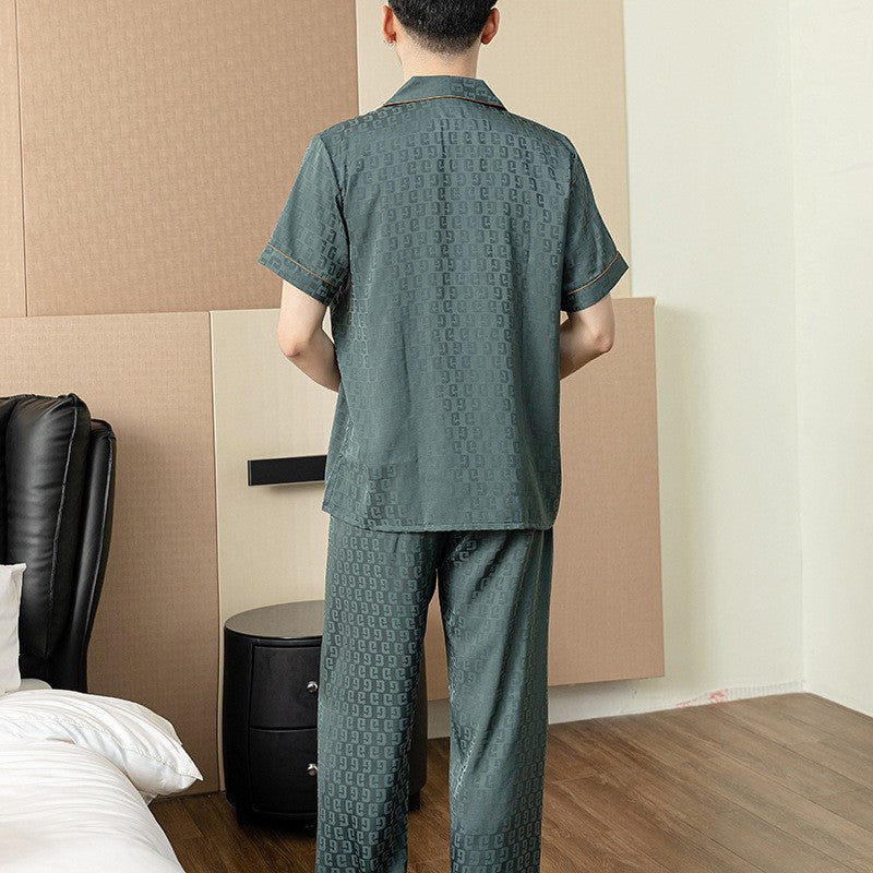 si02-Ice silk short sleeve trousers men's pajamas