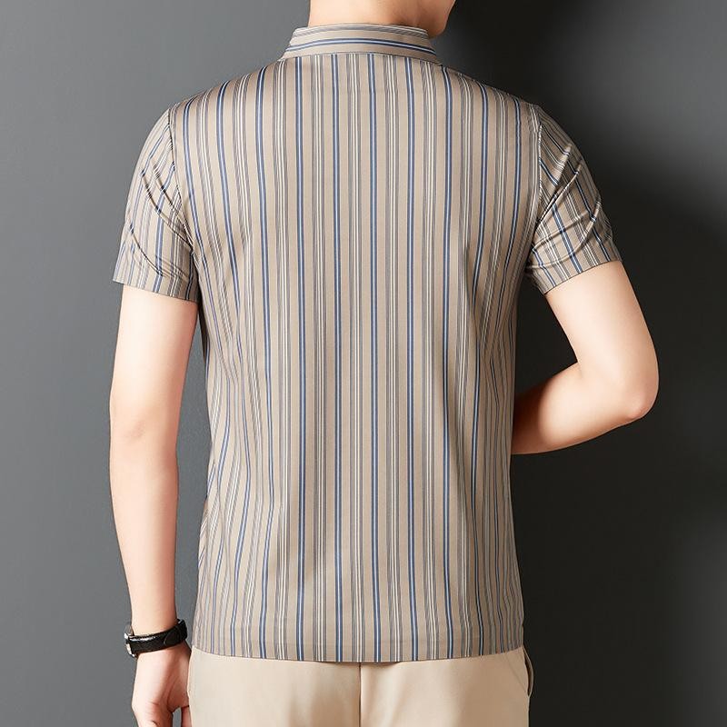 de583-Men's Casual Striped Business T-Shirt