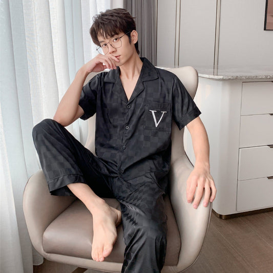 luu183-Men’s Ice Silk Fashionable and Comfortable Home Clothes