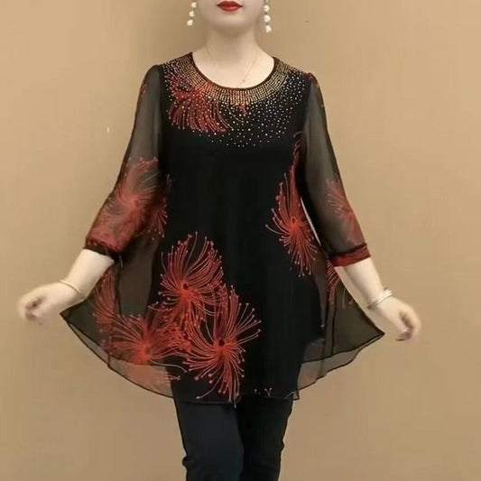 zp358-Fashionable mesh women's tops