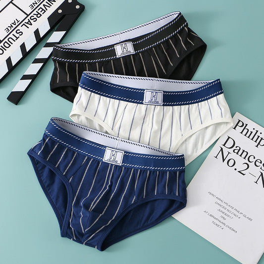 ae469-Men&#039;s striped cotton breathable briefs