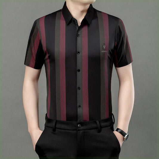 Summer men's striped shirt short sleeve shirt