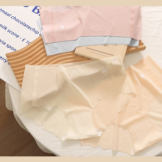 qh55-Women's ultra-thin solid color ice silk underwear