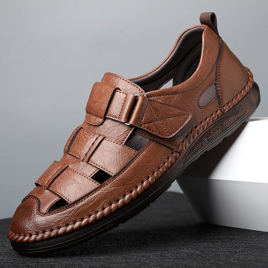 Genuine leather breathable hollow men's leather shoes(you107)
