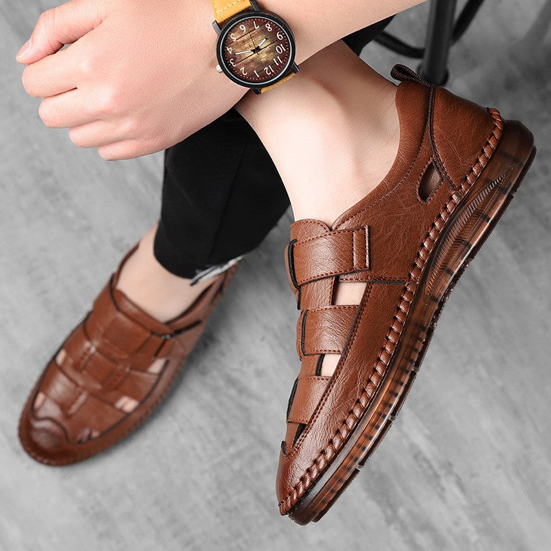 Genuine leather breathable hollow men's leather shoes(you107)