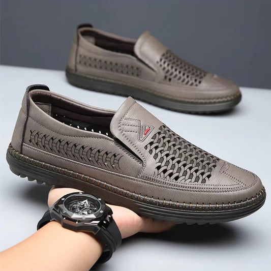 Summer casual breathable hollow leather shoes