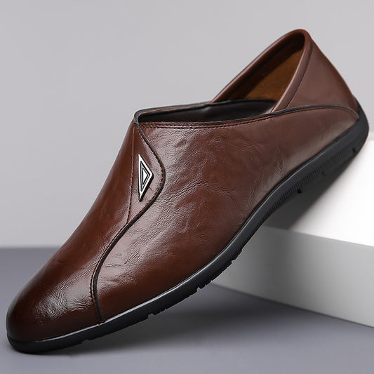 hou402-Men's non-slip breathable casual leather shoes