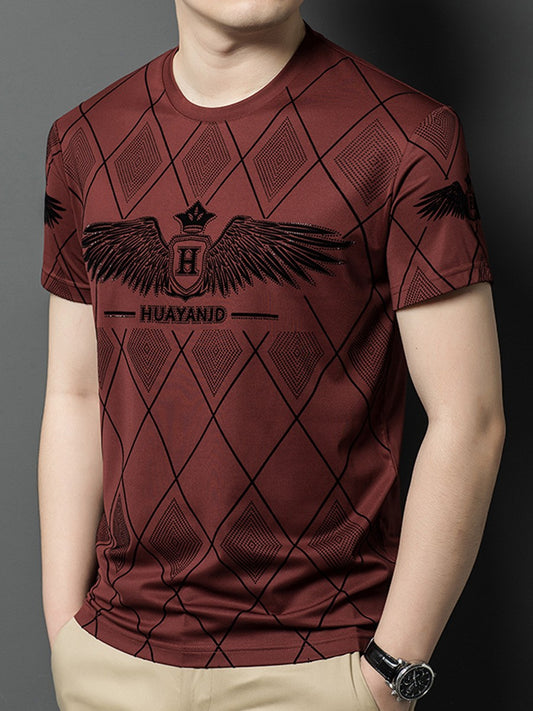 hou379-Men's Mulberry Silk Ice Silk Cool Short Sleeve T-Shirt