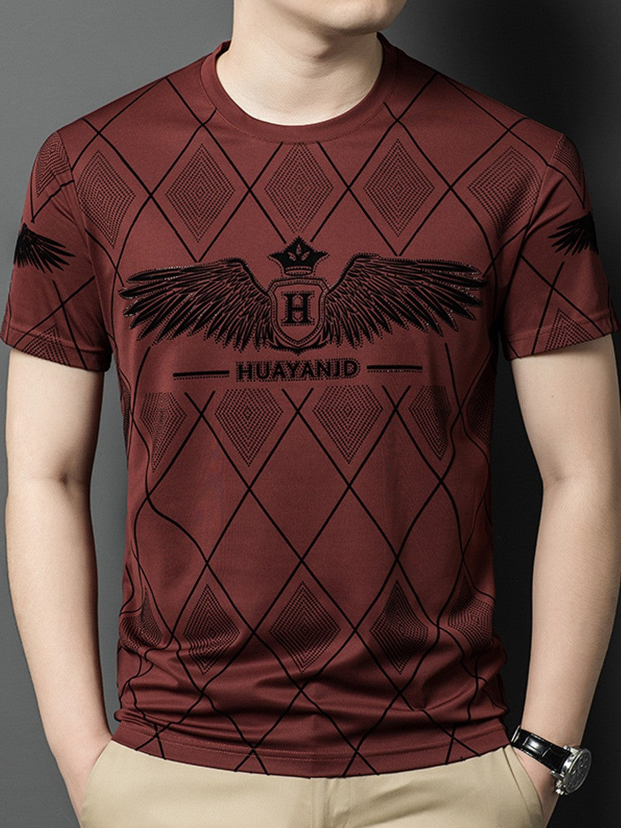 luu379-Men's Mulberry Silk Ice Silk Cool Short Sleeve T-Shirt