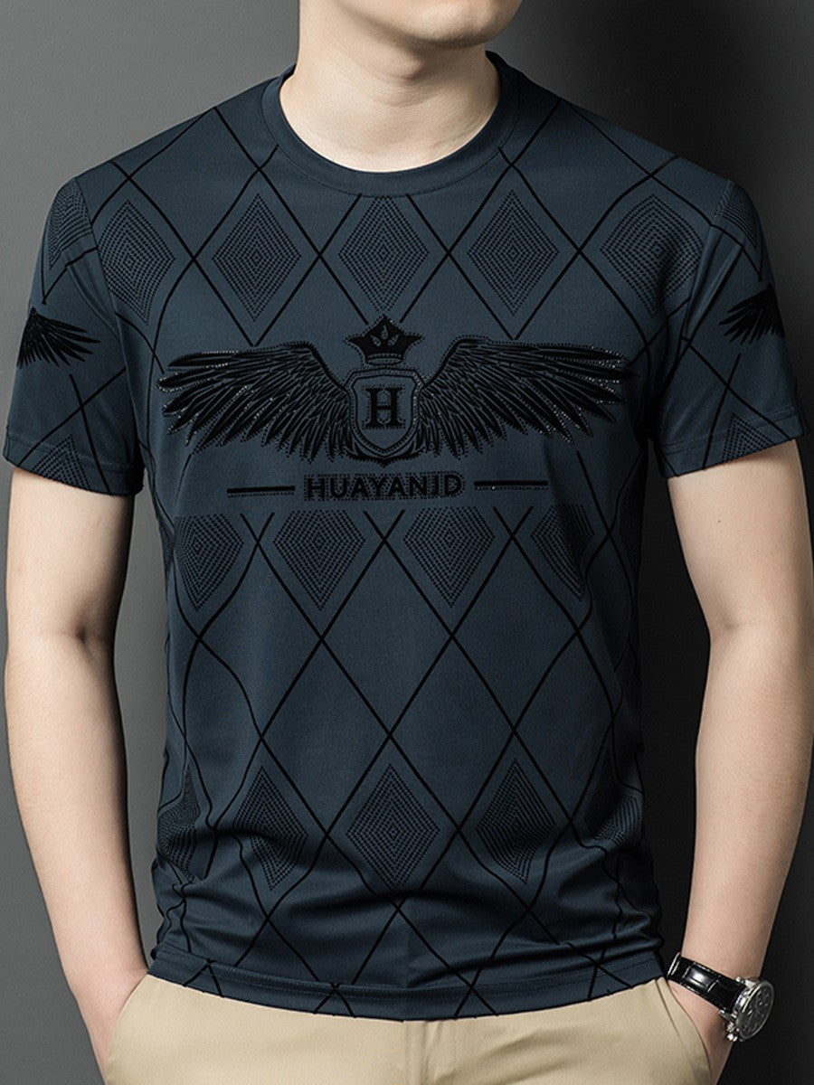 luu379-Men's Mulberry Silk Ice Silk Cool Short Sleeve T-Shirt