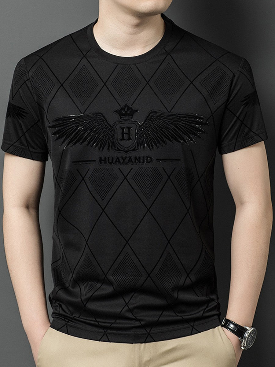 luu379-Men's Mulberry Silk Ice Silk Cool Short Sleeve T-Shirt