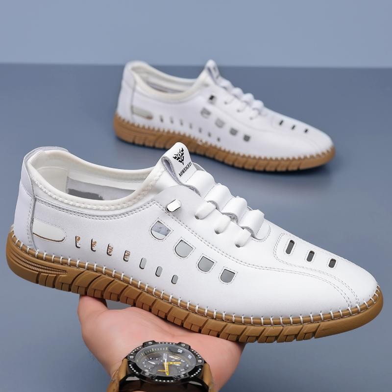 2025 Summer hollow breathable leather sandals