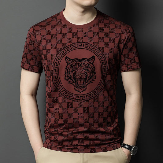 hou407-Mulberry silk fashion print quick-drying T-shirt