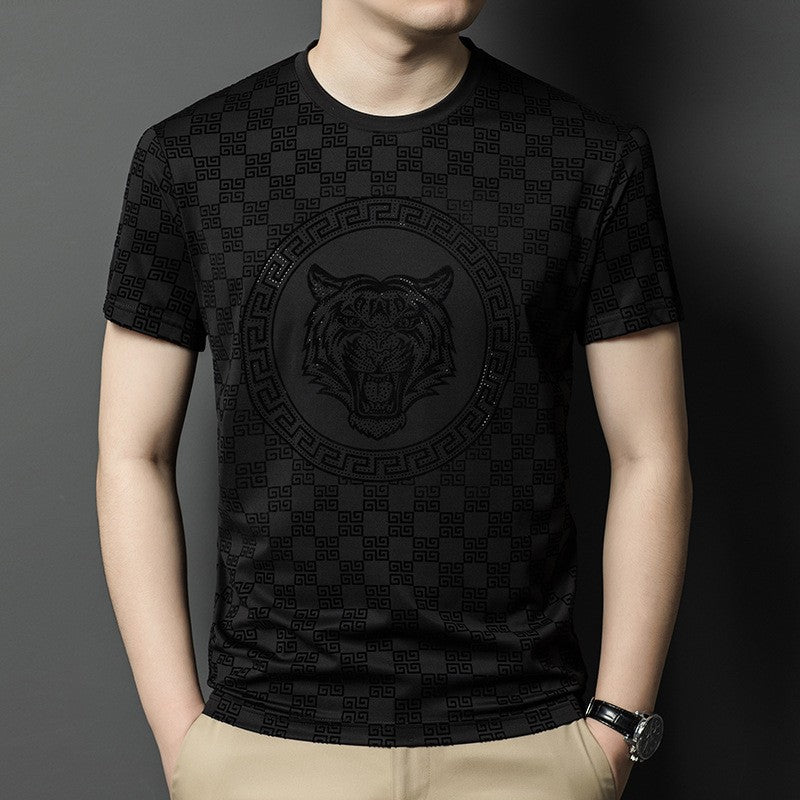 hou407-Mulberry silk fashion print quick-drying T-shirt
