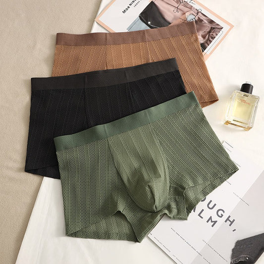 hou478-Mesh ice silk men's boxer briefs