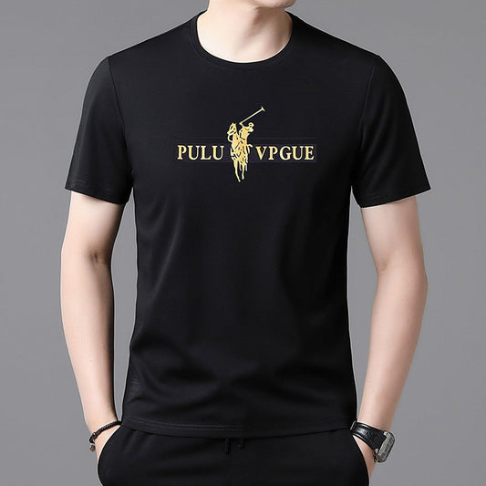hou426-Fashion casual solid color printed men's T-shirt