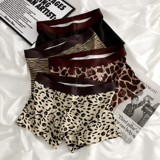 zd230-Men's pure cotton breathable leopard print boxer briefs