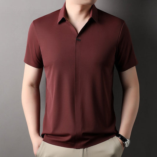 luu454-New men's seamless solid color short sleeves