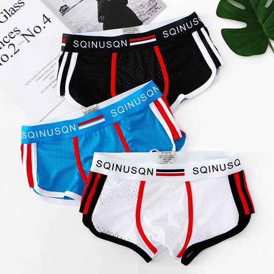 hou435-Ice silk cotton mesh men's underwear