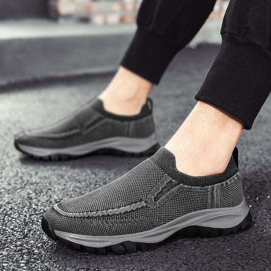 qh135-Men's summer washed fly woven mesh breathable casual shoes
