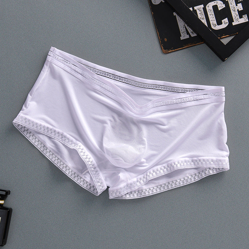 hou445-Men's Summer Translucent Ice Silk Boxer Briefs