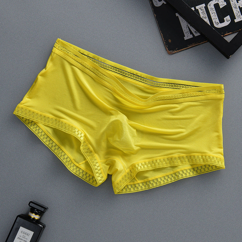 hou445-Men's Summer Translucent Ice Silk Boxer Briefs