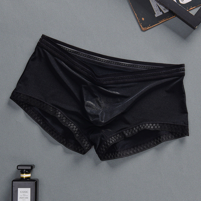 hou445-Men's Summer Translucent Ice Silk Boxer Briefs