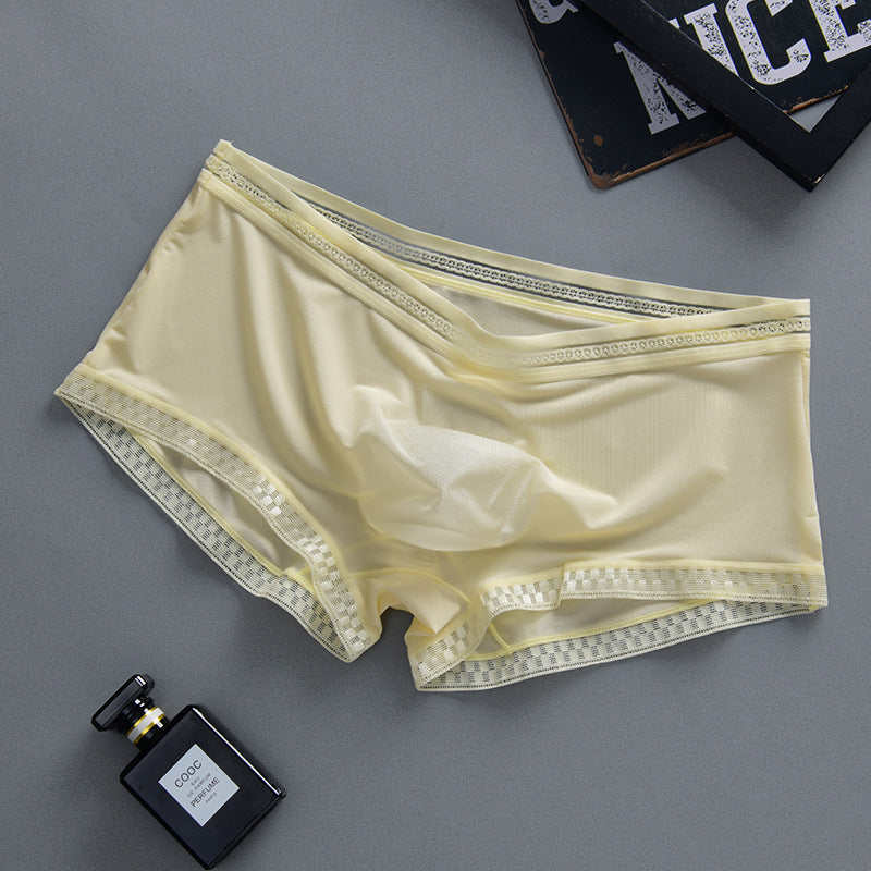 hou445-Men's Summer Translucent Ice Silk Boxer Briefs