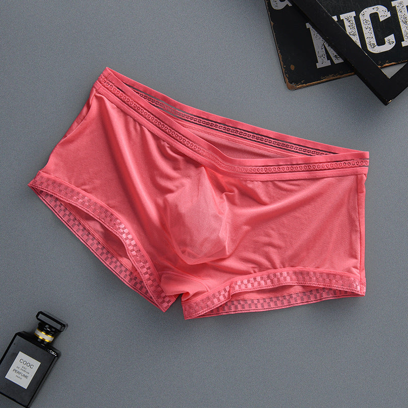 hou445-Men's Summer Translucent Ice Silk Boxer Briefs