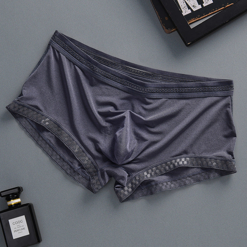 hou445-Men's Summer Translucent Ice Silk Boxer Briefs